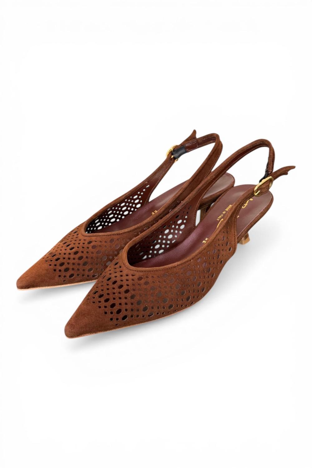 Slingback suede laserato choco Bianca Di 