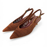 Slingback suede laserato choco Bianca Di 