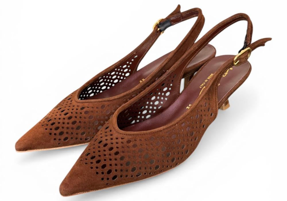 Slingback suede laserato choco Bianca Di 