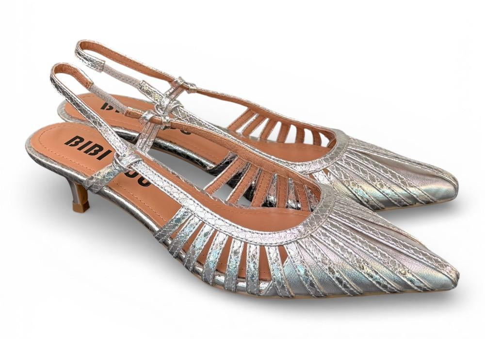 Slingback laminata argento Bibi Lou 
