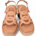 Sandalo cerchi pelle naturale zeppa 90 Bruno Premi<BR/> 
