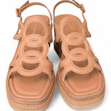 Sandalo cerchi pelle naturale zeppa 90 Bruno Premi<BR/> 