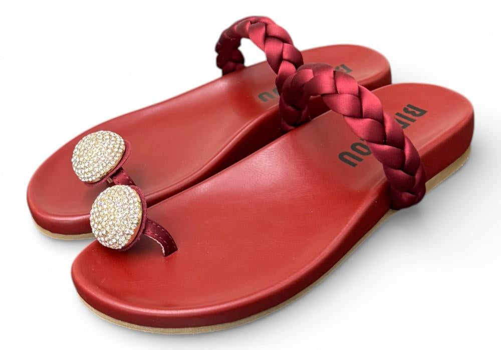 Ciabatta infradito anello strass burgundy Bibi Lou 