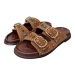 Ciabatta perline suede sigaro Inuovo<BR/> 