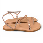 Sandalo infradito strass e treccia rame Le Salentine 