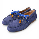 Scarpa barca suede bluette Antica Bottega<BR/> 