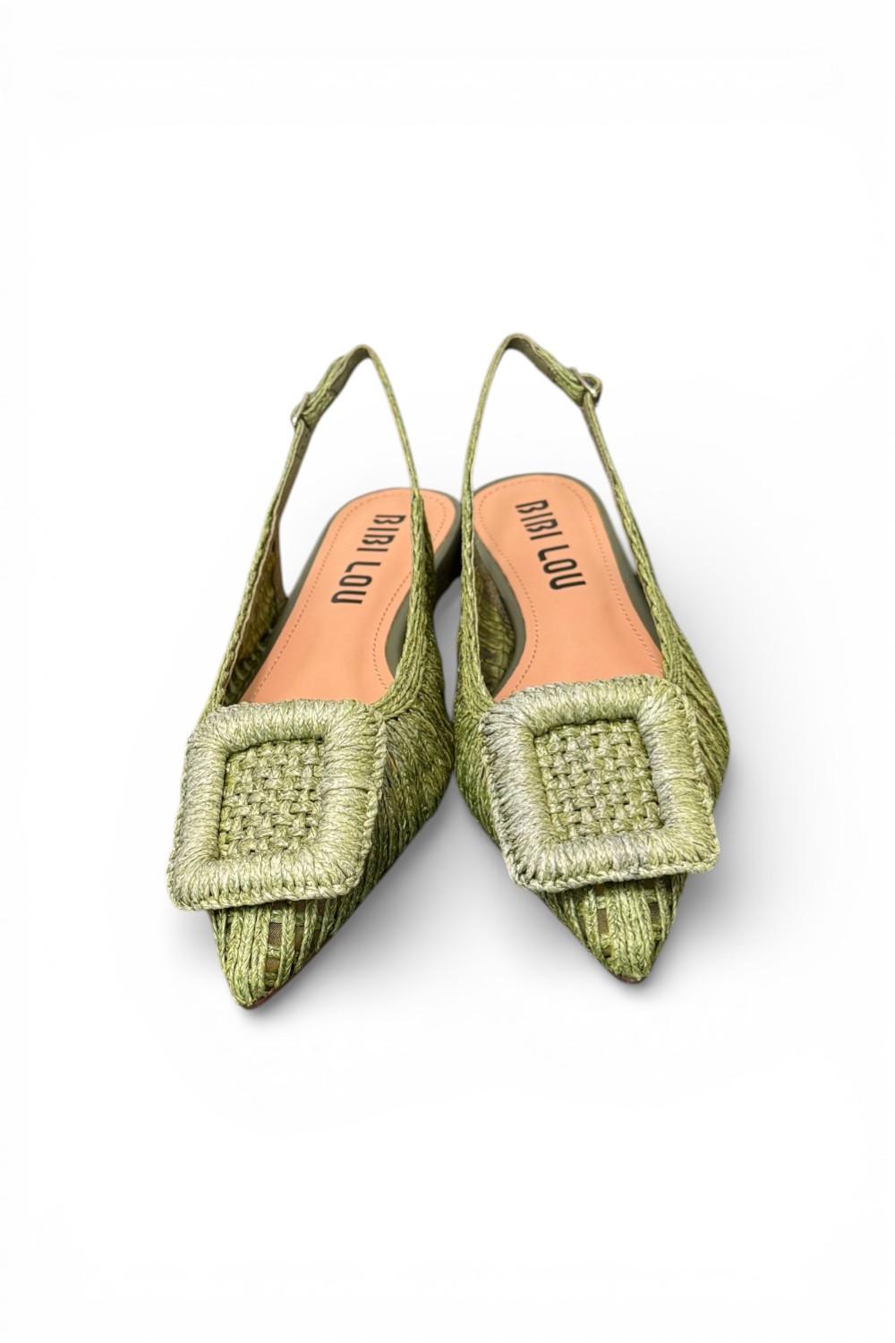 Slingback rafia intrecciata verde Bibi Lou 