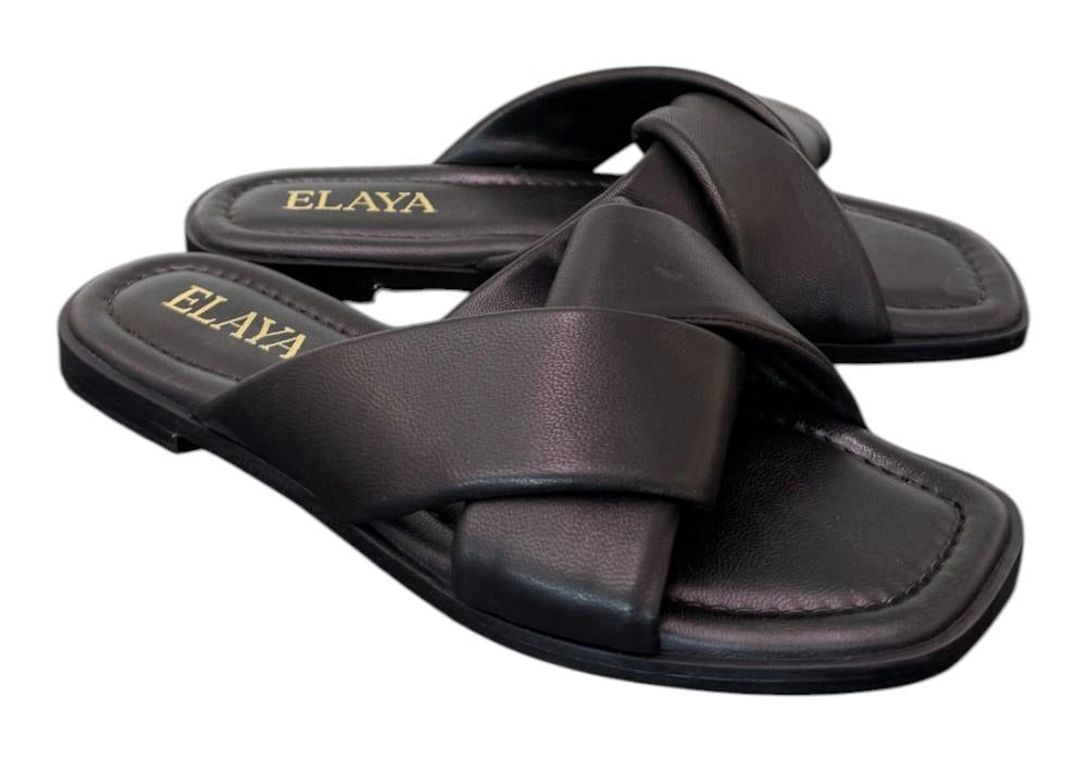 Ciabatta nodo pelle nera Elaya 