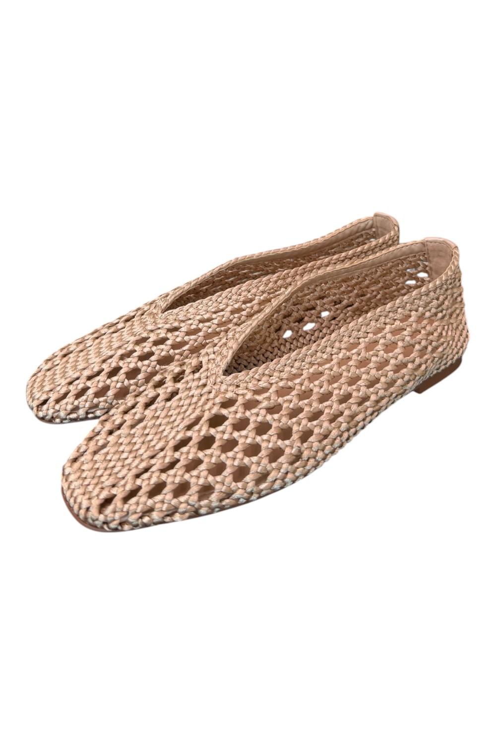 Ballerina intrecciata in tessuto champagne Inuovo<BR/> 