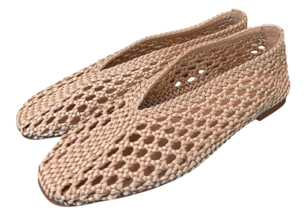Ballerina intrecciata in tessuto champagne Inuovo<BR/> 