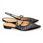 Slingback flat arricciata  nera Chiconic 