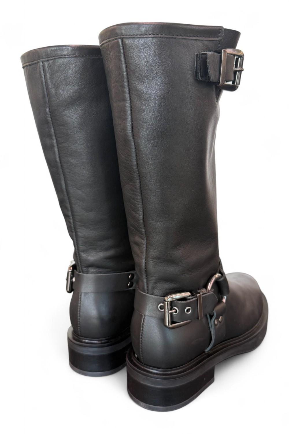 Stivale biker 3/4 pelle nera Angelica 