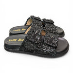 Ciabatta fasce pelle intrecciata nera Coral Bluw 