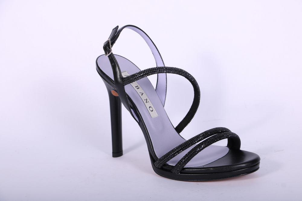 Sandalo plateau strass nero tacco 10 Albano<BR/> 