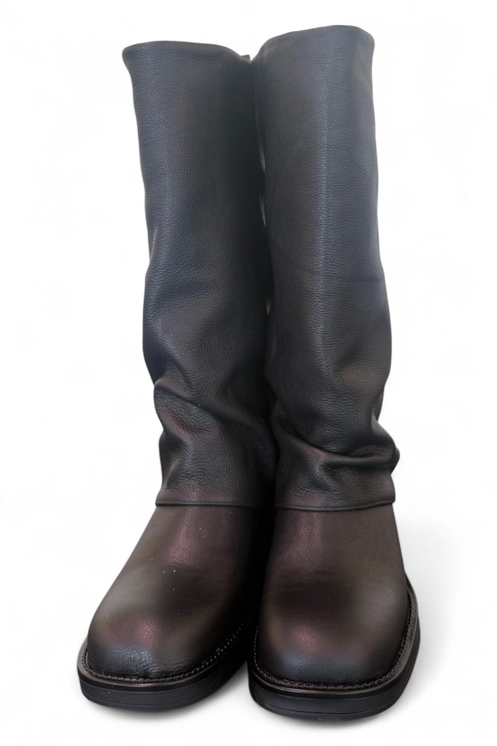 Stivale biker ghetta pelle nera Ranye <BR/> 