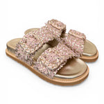 Ciabatta fasce pelle intrecciata oro/rosa  Coral Bluw 