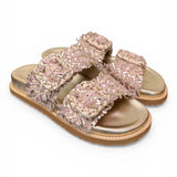 Ciabatta fasce pelle intrecciata oro/rosa  Coral Bluw 