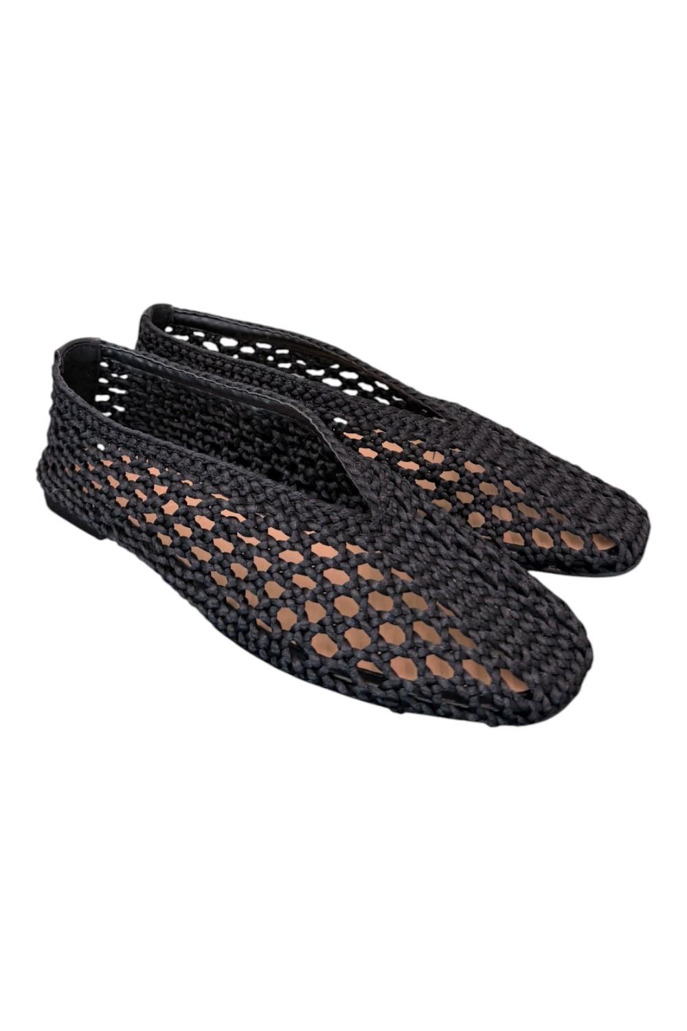 Ballerina intrecciata in tessuto nera Inuovo<BR/> 