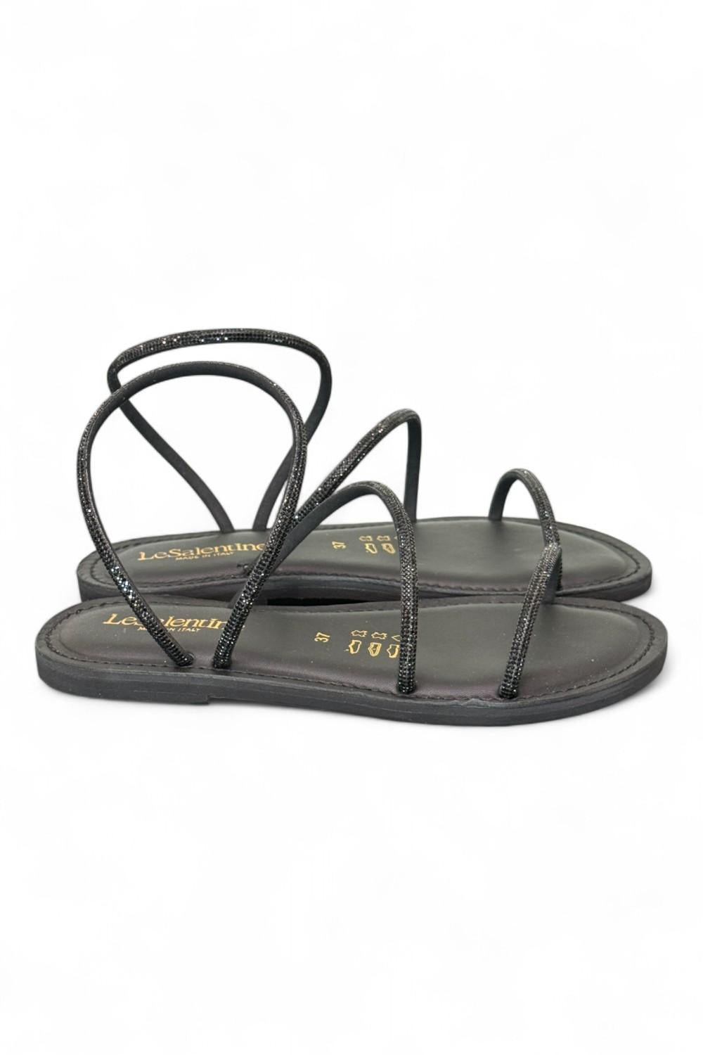 Sandalo strass nero Le Salentine 