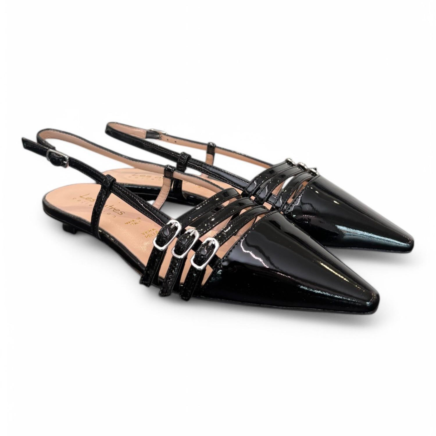 Slingback cintini vernice nera  flat Les Autres<BR/> 