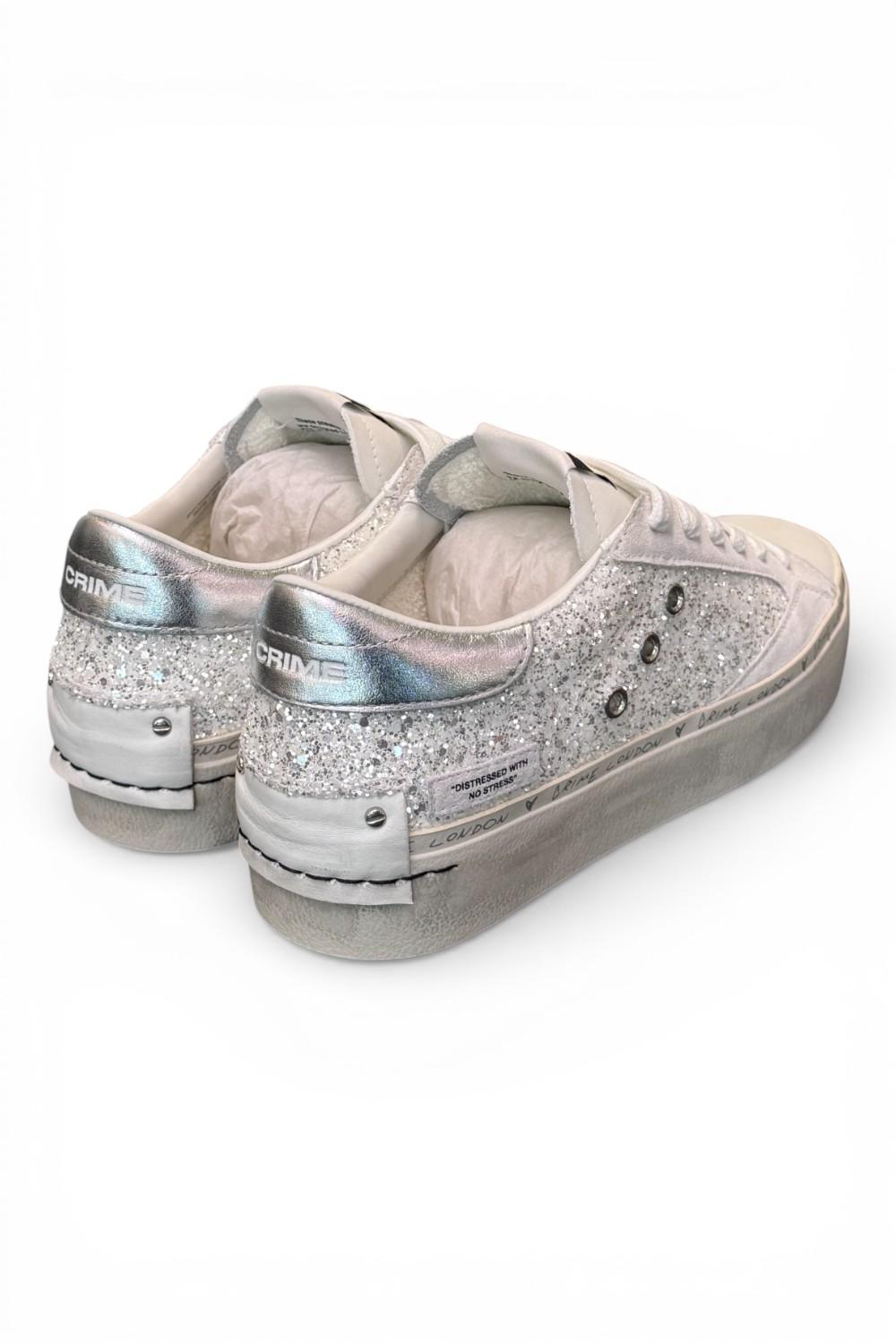 Sneaker bianca argento platform Crime London 