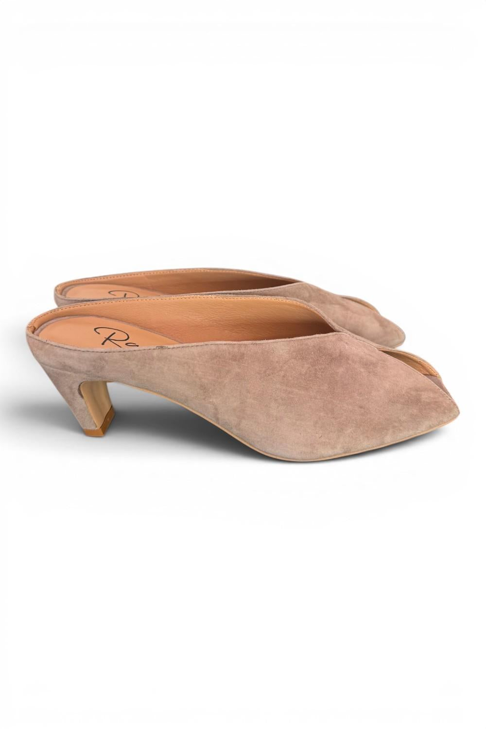 Ciabatta suede taupe tacco 60 Ranye 