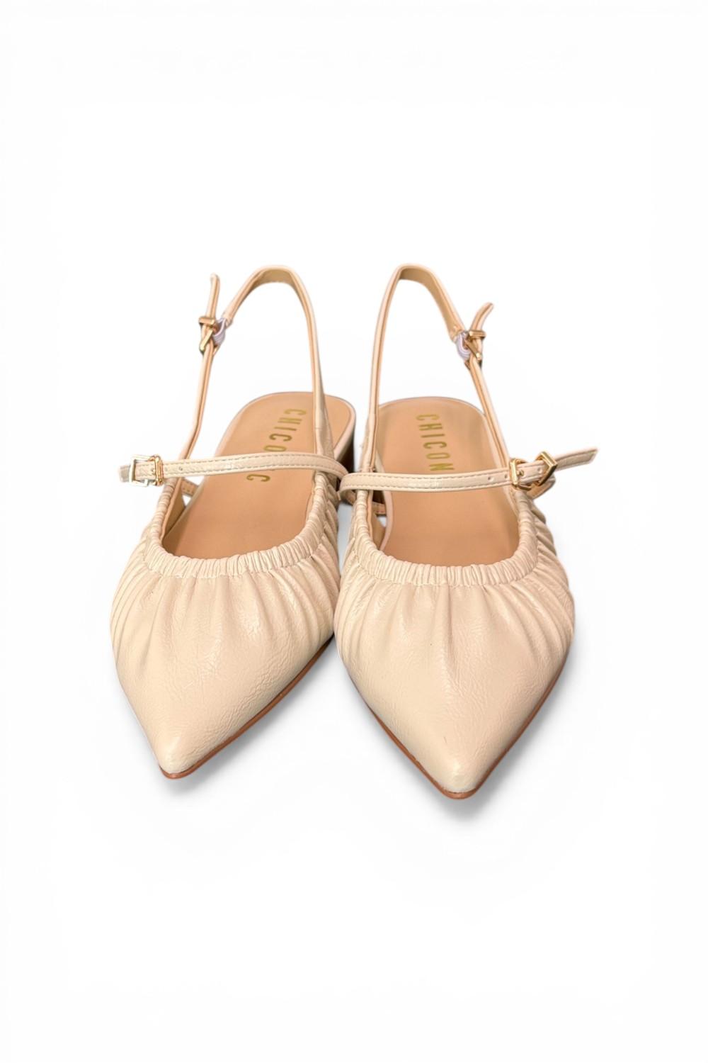 Slingback flat arricciata latte Chiconic 