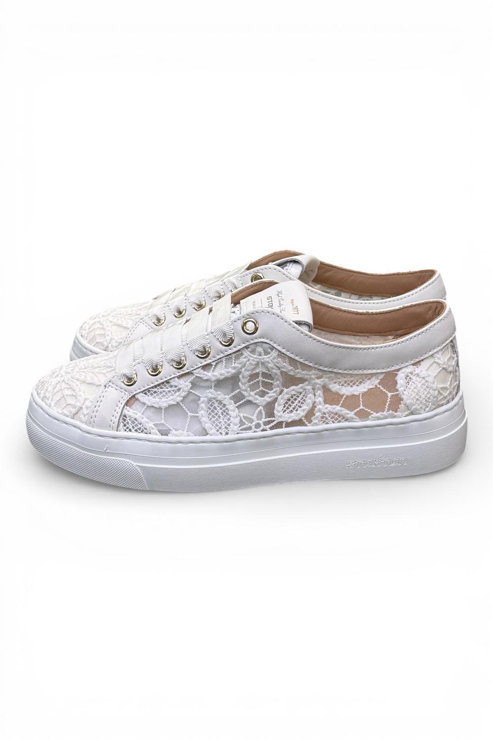 Sneaker donna pizzo bianco Stokton<BR/> 