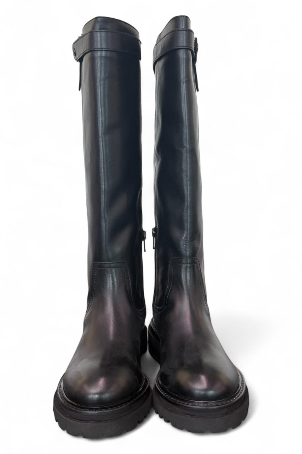 Stivale biker pelle nera Janet 