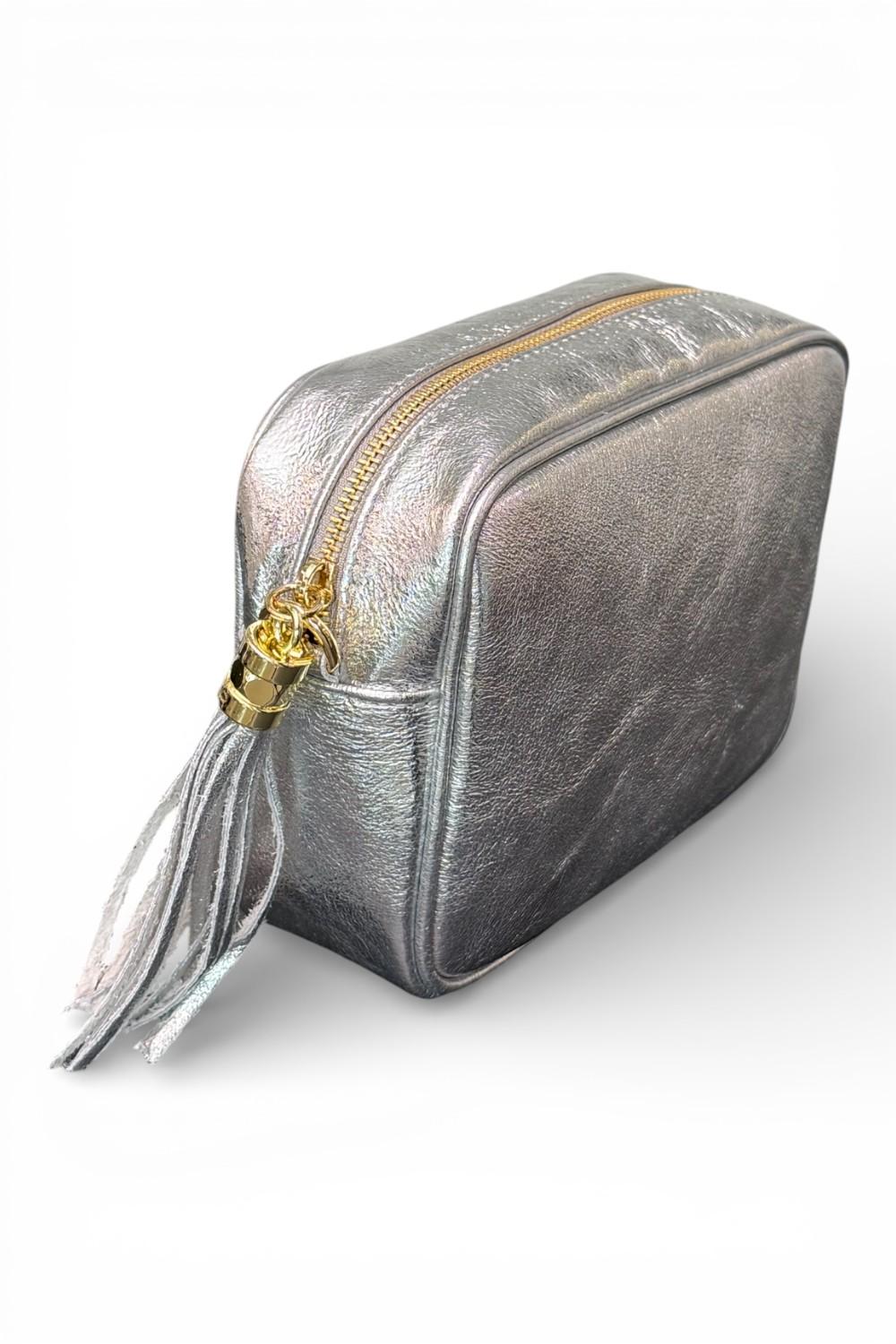 Borsina camera case pelle argento 