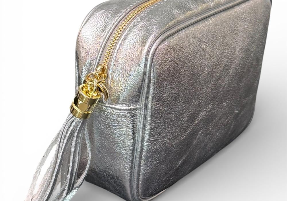 Borsina camera case pelle argento 