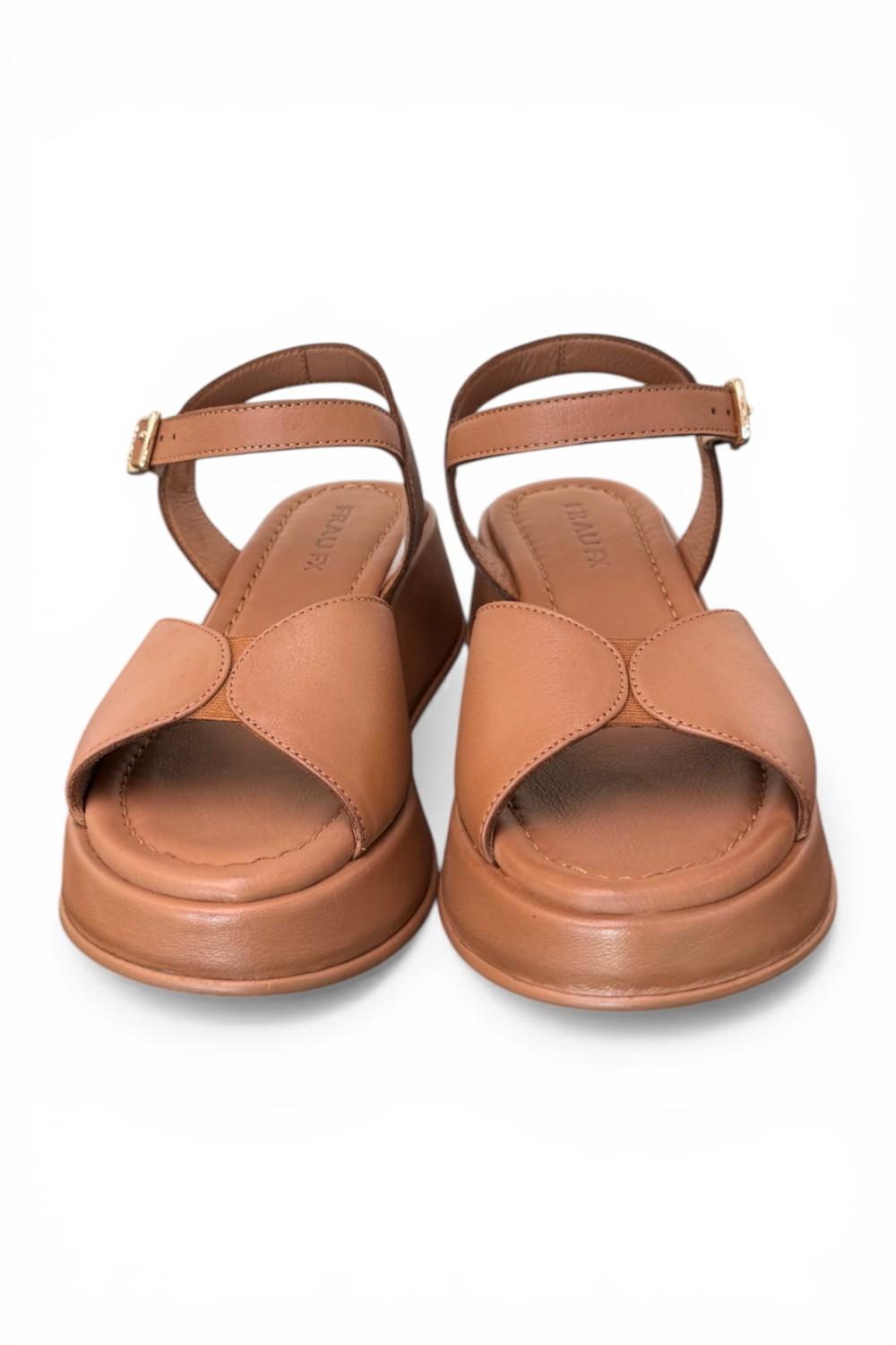 Sandalo fascia pelle camel Z50 Frau 